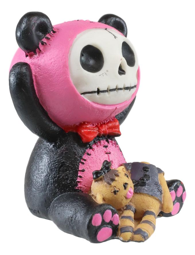Ebros Gift Furrybones Black And Pink Panda Pandie Voodoo Skeleton Monster Ornament Figurine