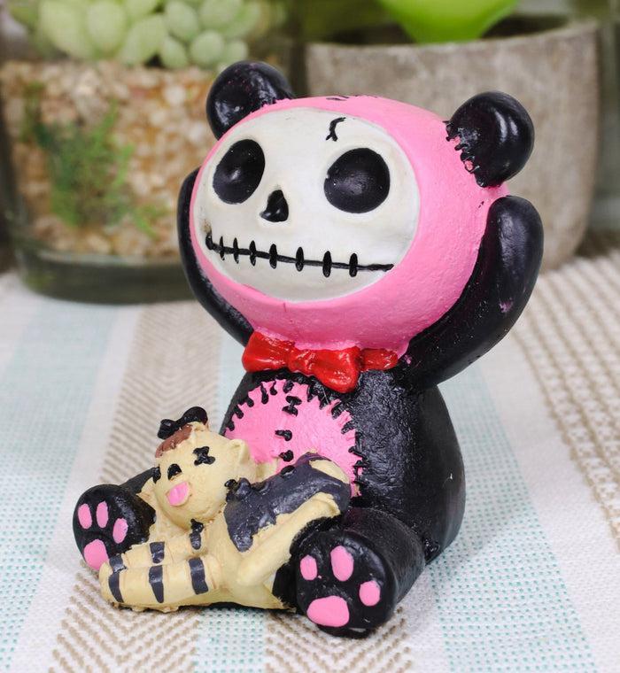 ebros gift Furrybones Black and Pink Panda Pandie Voodoo Skeleton Monster Ornament Figurine