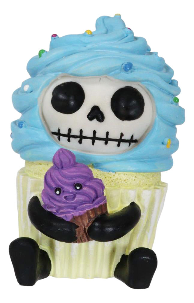 Ebros Gift Furrybones Cuppie The Blue Frosted Dessert Cupcake Skeleton Furry Bones Figurine