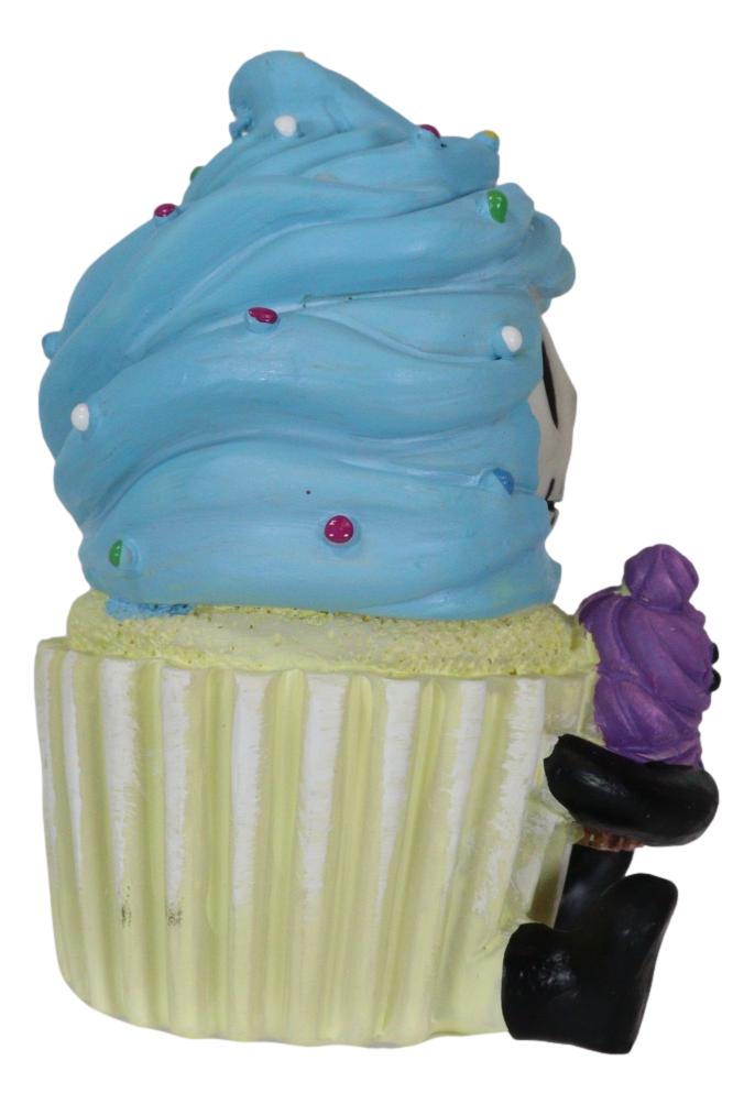 Ebros Gift Furrybones Cuppie The Blue Frosted Dessert Cupcake Skeleton Furry Bones Figurine