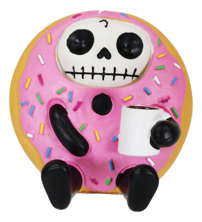 Ebros Gift Furrybones Donutsu Strawberry Sprinkles Donut Milk Skeleton Furry Bones Figurine