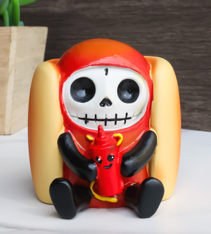 ebros gift Furrybones Frank The Wiener Hotdog Bun With Ketchup Bottle Furry Bone Figurine