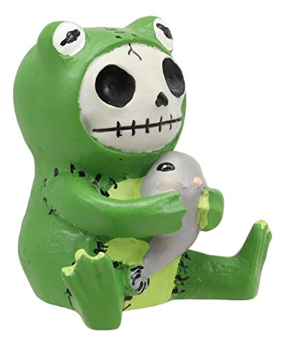 Ebros Gift Furrybones Froggy Tadpole Green Frog Cute Skeleton Monster Ornament Figurine