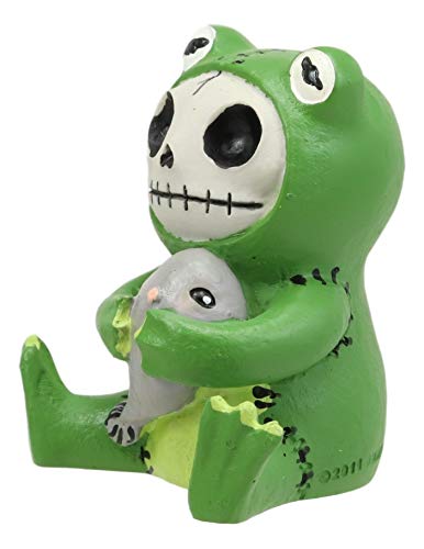 Ebros Gift Furrybones Froggy Tadpole Green Frog Cute Skeleton Monster Ornament Figurine