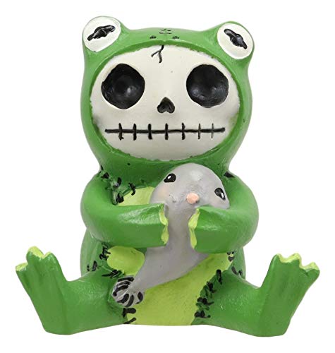 ebros gift Furrybones Froggy Tadpole Green Frog Cute Skeleton Monster Ornament Figurine