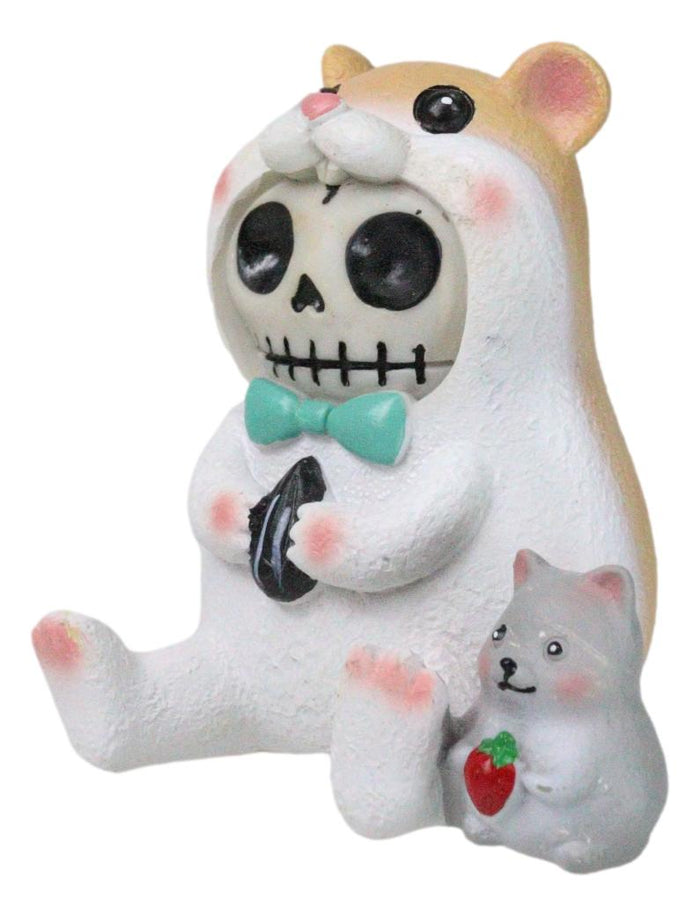 Ebros Gift Furrybones Hammy Ribbon Hamster With Guinea Pig Skeleton Furry Bones Figurine