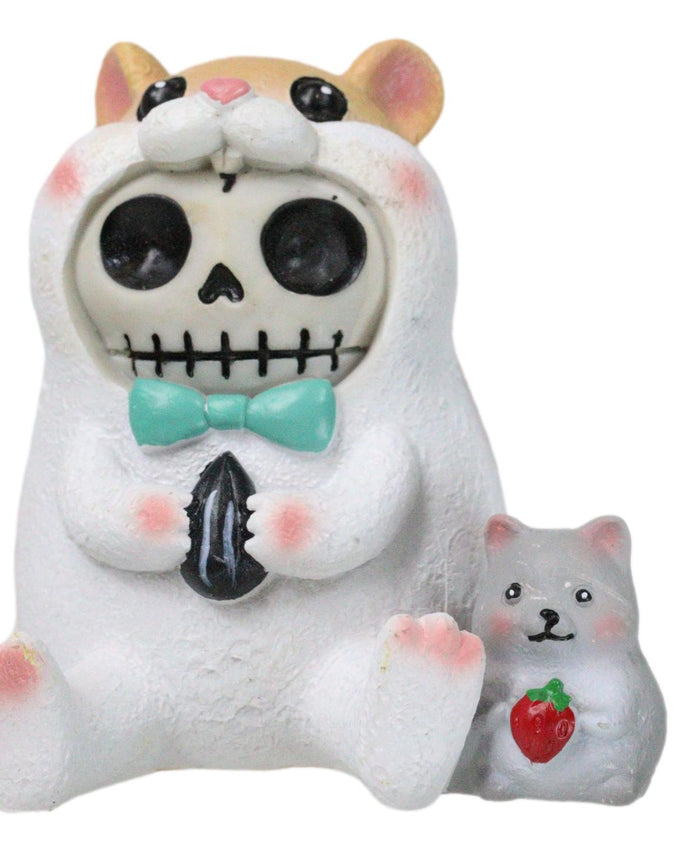 Ebros Gift Furrybones Hammy Ribbon Hamster With Guinea Pig Skeleton Furry Bones Figurine
