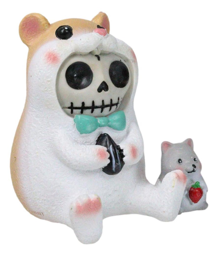 Ebros Gift Furrybones Hammy Ribbon Hamster With Guinea Pig Skeleton Furry Bones Figurine