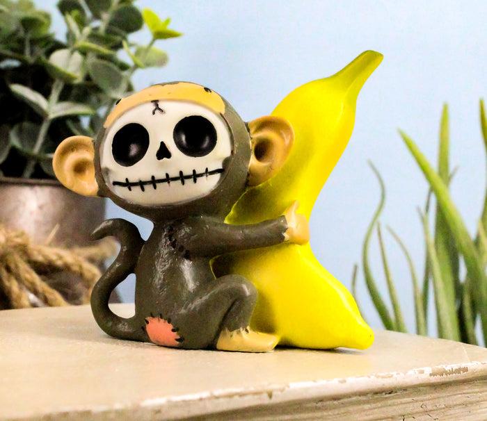 ebros gift Furrybones Munky Monkey Loves Banana Voodoo Skeleton Figurine 3"Tall Furry Bones