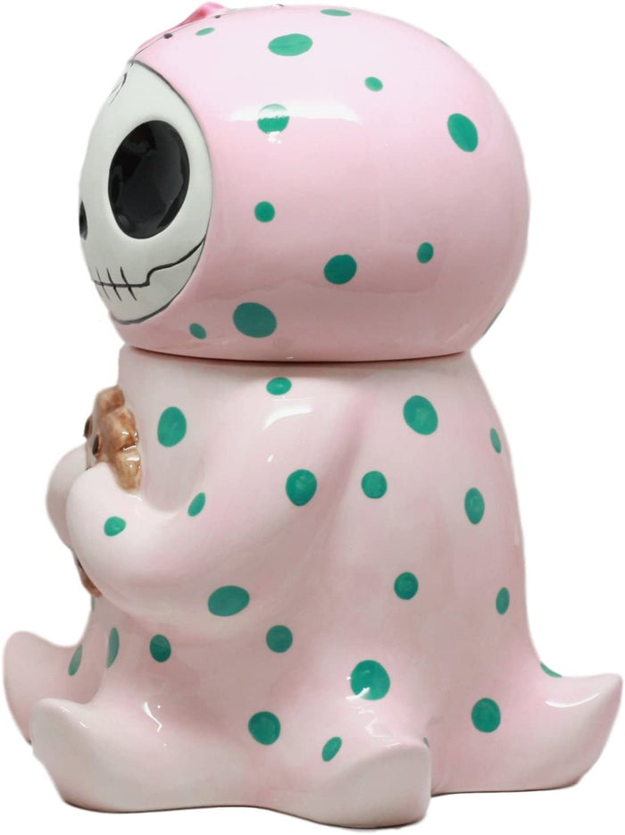Ebros Gift Furrybones Octopee Pinkie Octopus Ceramic Cookie Jar Collectible Cute Skeleton