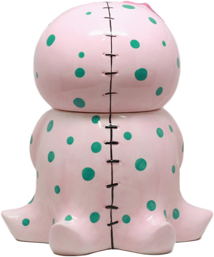 Ebros Gift Furrybones Octopee Pinkie Octopus Ceramic Cookie Jar Collectible Cute Skeleton
