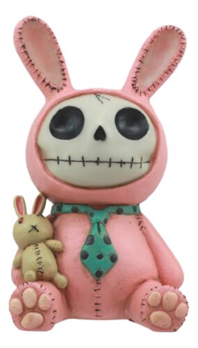 ebros gift Furrybones Pink Bunny Voodoo Skeleton Money Bank Statue 6"H Furry Bones Bun Bun