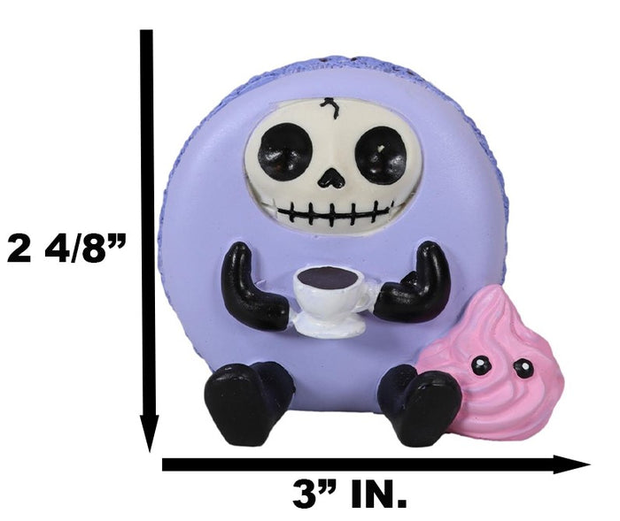 Ebros Gift Furrybones Ronny The Lavender Purple Macaron With Coffee Cup Furry Bone Figurine