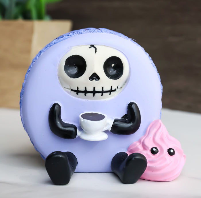 ebros gift Furrybones Ronny The Lavender Purple Macaron With Coffee Cup Furry Bone Figurine