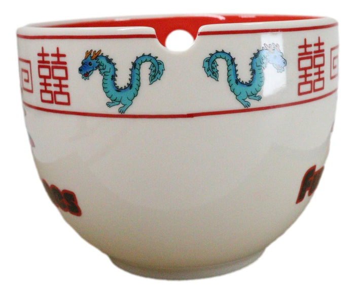 Ebros Gift Furrybones Scorchie Dragon Skeleton White Porcelain Bowl With Chopsticks Set