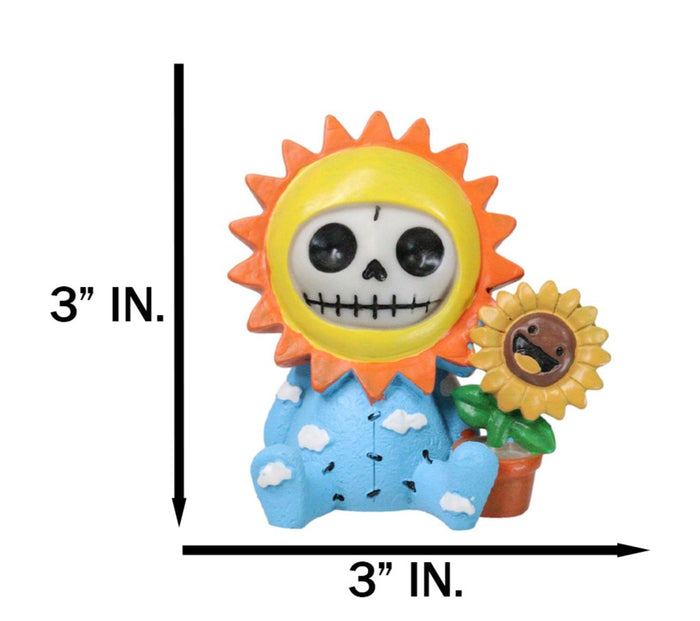Ebros Gift Furrybones Sol Sunflower Pot Sun Blue Sky Monster Skeleton Furry Bones Figurine