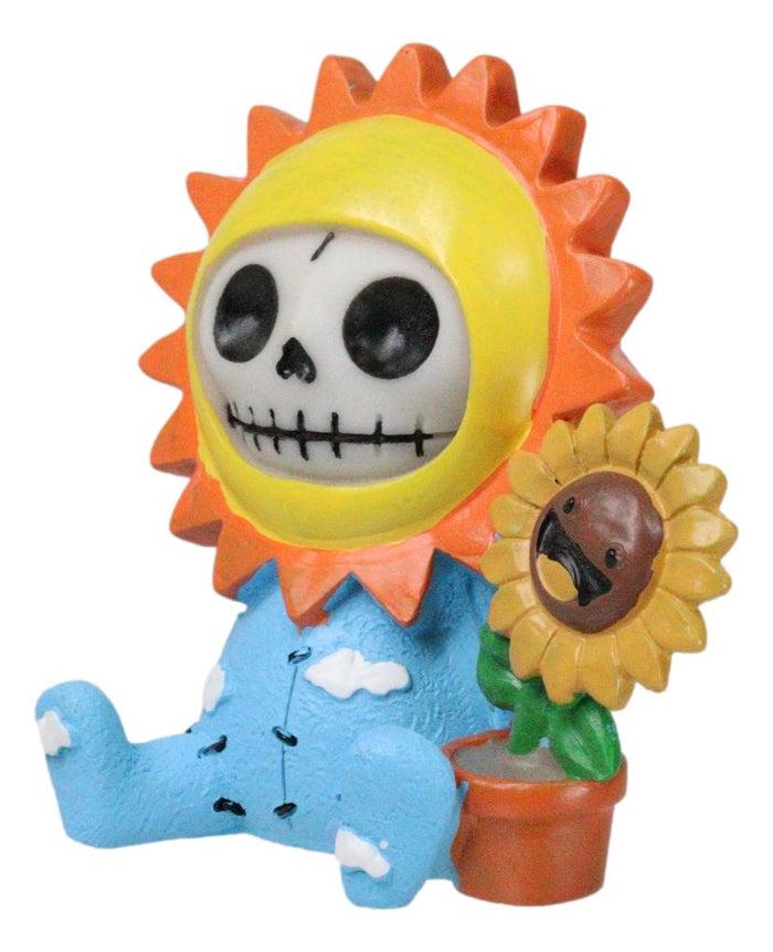 Ebros Gift Furrybones Sol Sunflower Pot Sun Blue Sky Monster Skeleton Furry Bones Figurine