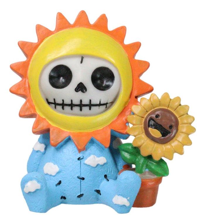 ebros gift Furrybones Sol Sunflower Pot Sun Blue Sky Monster Skeleton Furry Bones Figurine