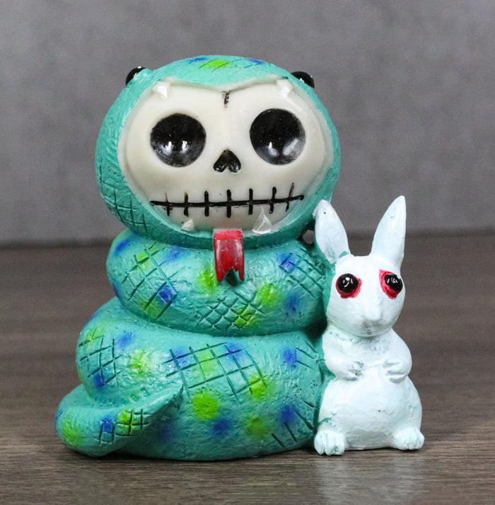 ebros gift Furrybones Sstevie Serpent Snake With White Rabbit Skeleton Furry Bones Figurine