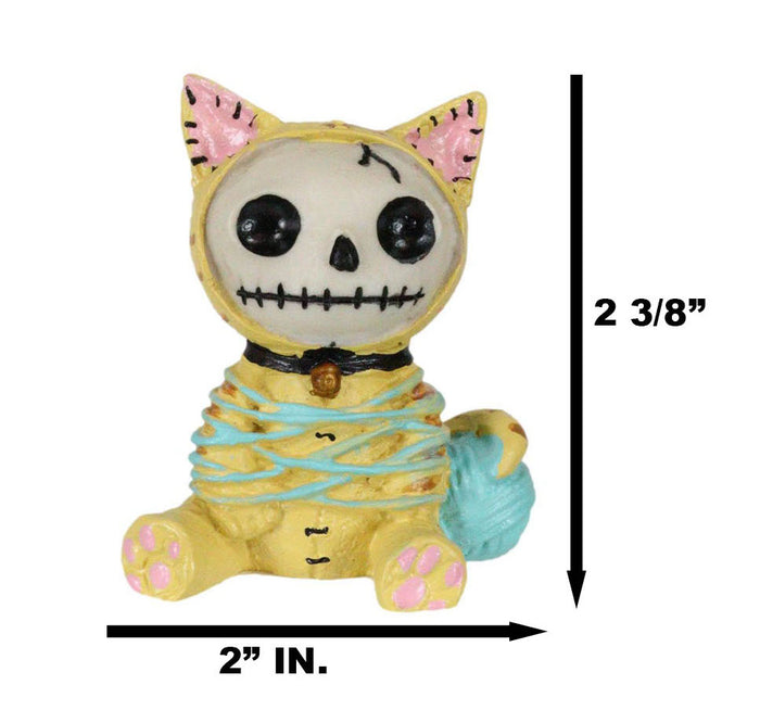 Ebros Gift Furrybones Tabby Mao Mao Entangled With Yarn Kitty Cat Skeleton Figurine 2.5"H