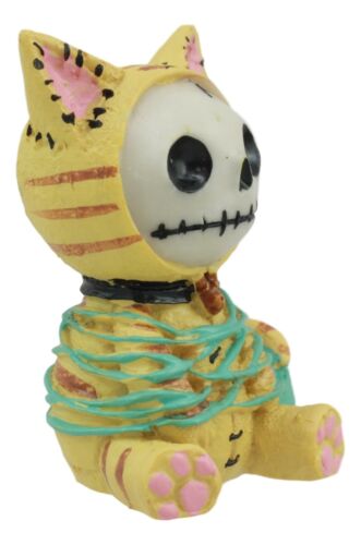 Ebros Gift Furrybones Tabby Mao Mao Entangled With Yarn Kitty Cat Skeleton Figurine 2.5"H