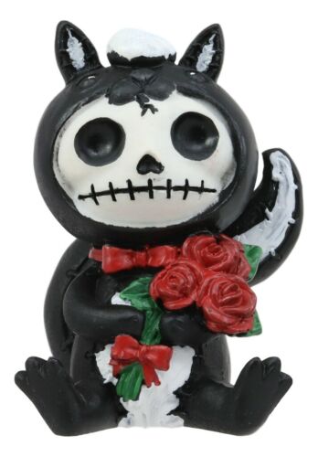Ebros Gift Furrybones Valentines Odo The Skunk Red Roses Skeleton Monster Ornament Figurine