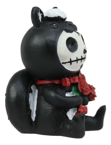 Ebros Gift Furrybones Valentines Odo The Skunk Red Roses Skeleton Monster Ornament Figurine