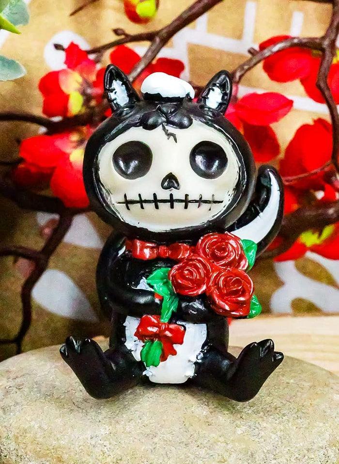 ebros gift Furrybones Valentines Odo The Skunk Red Roses Skeleton Monster Ornament Figurine