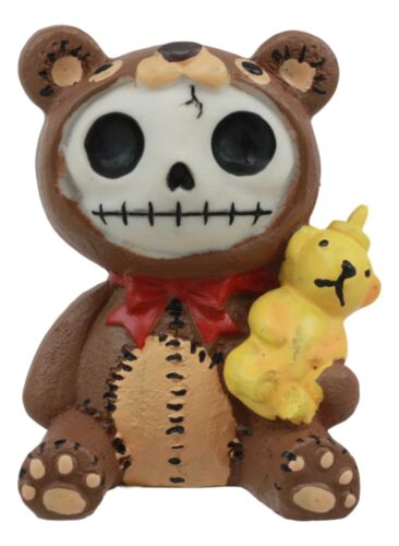 Ebros Gift Furrybones Voodoo Teddy Bear With Honey Bear Bottle Skeleton Statue 2.5"Tall