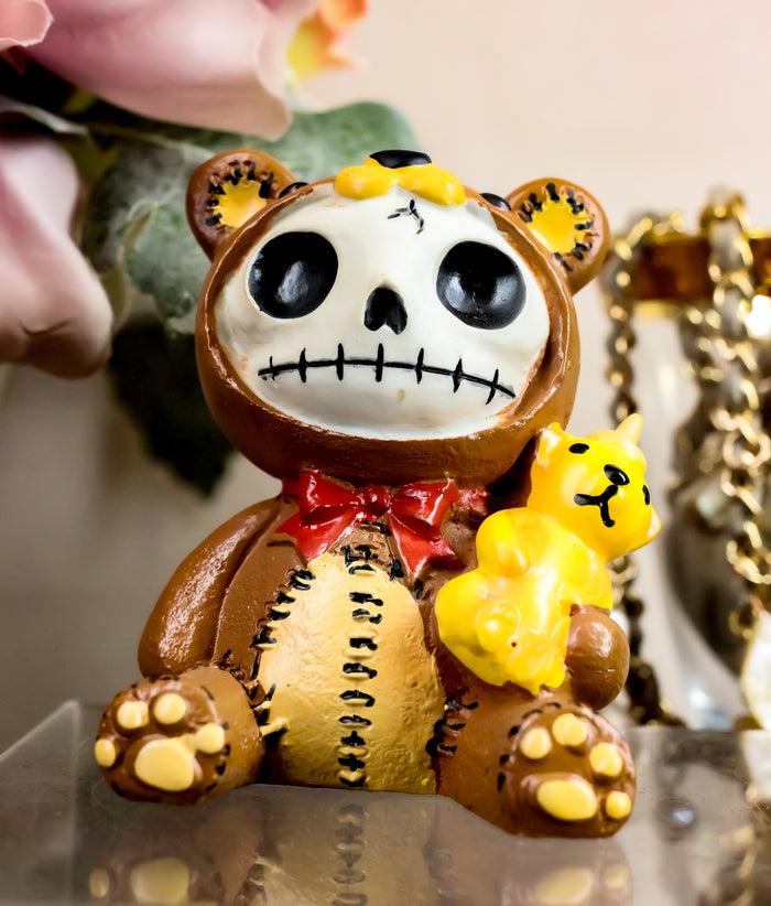 ebros gift Furrybones Voodoo Teddy Bear With Honey Bear Bottle Skeleton Statue 2.5"Tall
