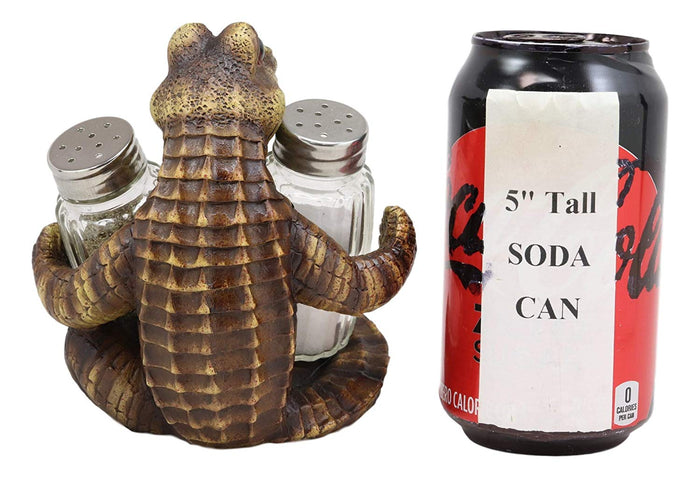 Ebros Gift Gator Spice Crocodile Figurine Holder Hugging Glass Salt And Pepper Shakers Set