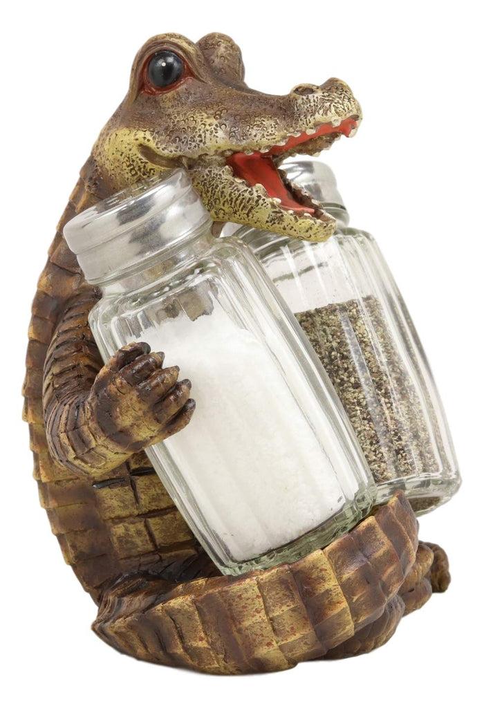 Ebros Gift Gator Spice Crocodile Figurine Holder Hugging Glass Salt And Pepper Shakers Set
