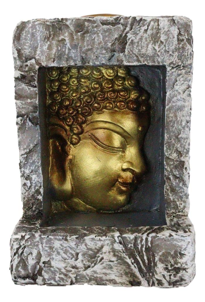 Ebros Gift Gautama Buddha Face Faux Stone Mini Relief Bracket Backflow Incense Cone Burner