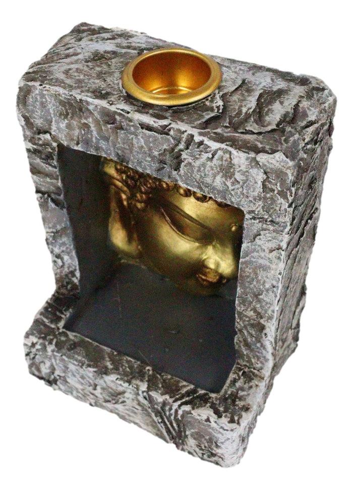 Ebros Gift Gautama Buddha Face Faux Stone Mini Relief Bracket Backflow Incense Cone Burner
