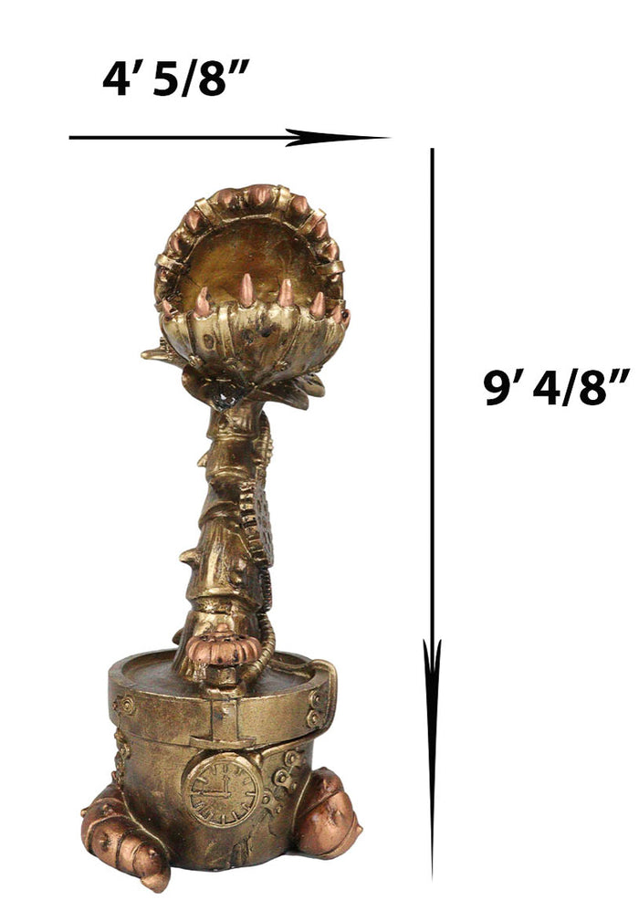 Ebros Gift Geared Clockwork Vintage Steampunk Cyborg Venus Flytrap Plant In Pot Figurine