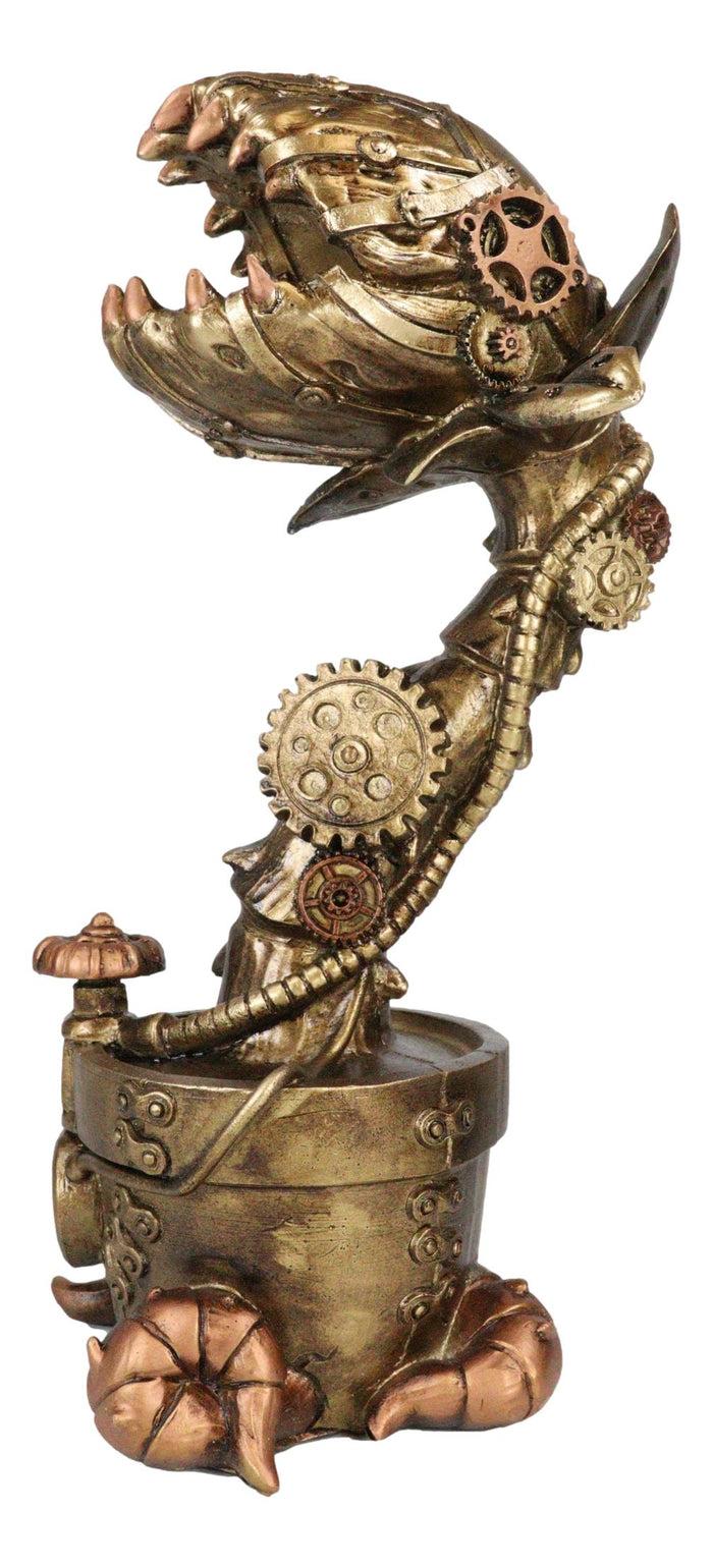Ebros Gift Geared Clockwork Vintage Steampunk Cyborg Venus Flytrap Plant In Pot Figurine