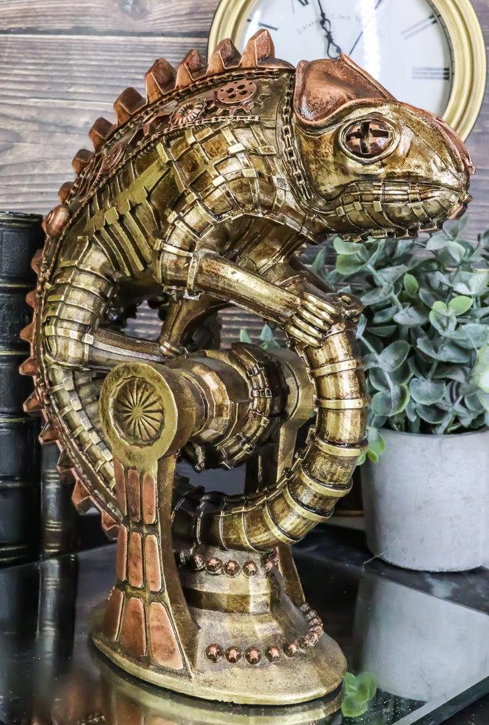 ebros gift Geared Clockwork Vintage Steampunk Iguana Lizard Coiling On Stand Figurine