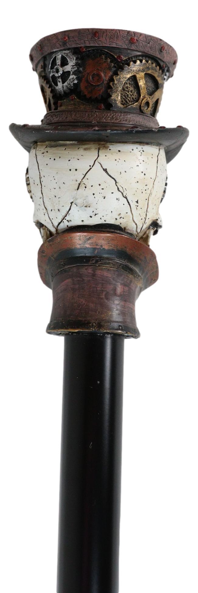 Ebros Gift Geared Steampunk Skull Cyborg With Top Hat Decorative Prop Cosplay Swagger Cane