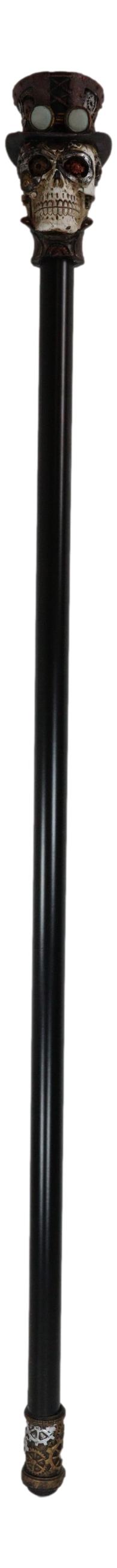 Ebros Gift Geared Steampunk Skull Cyborg With Top Hat Decorative Prop Cosplay Swagger Cane