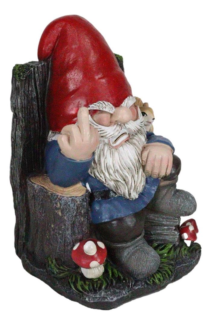 Ebros Gift Get Out Rude Mean Gnome Dwarf And Squirrel On Chair Flipping The Bird Figurine