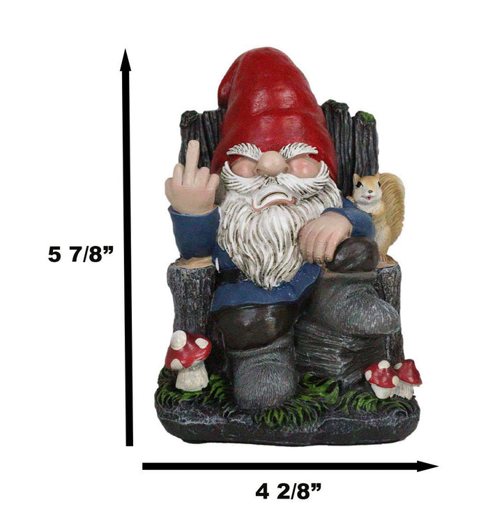 Ebros Gift Get Out Rude Mean Gnome Dwarf And Squirrel On Chair Flipping The Bird Figurine