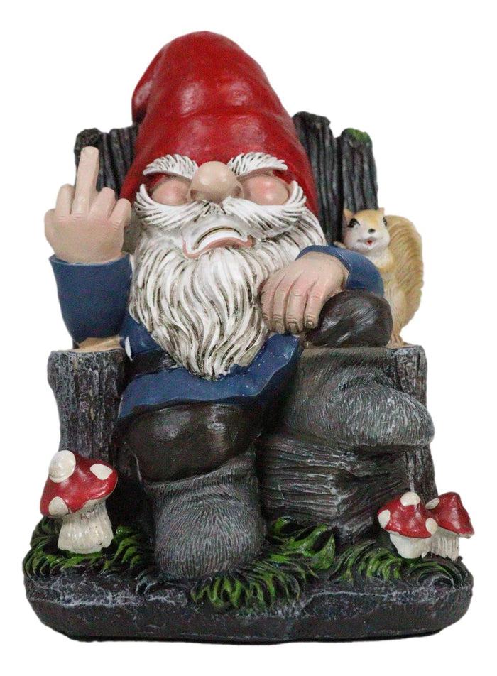 Ebros Gift Get Out Rude Mean Gnome Dwarf And Squirrel On Chair Flipping The Bird Figurine