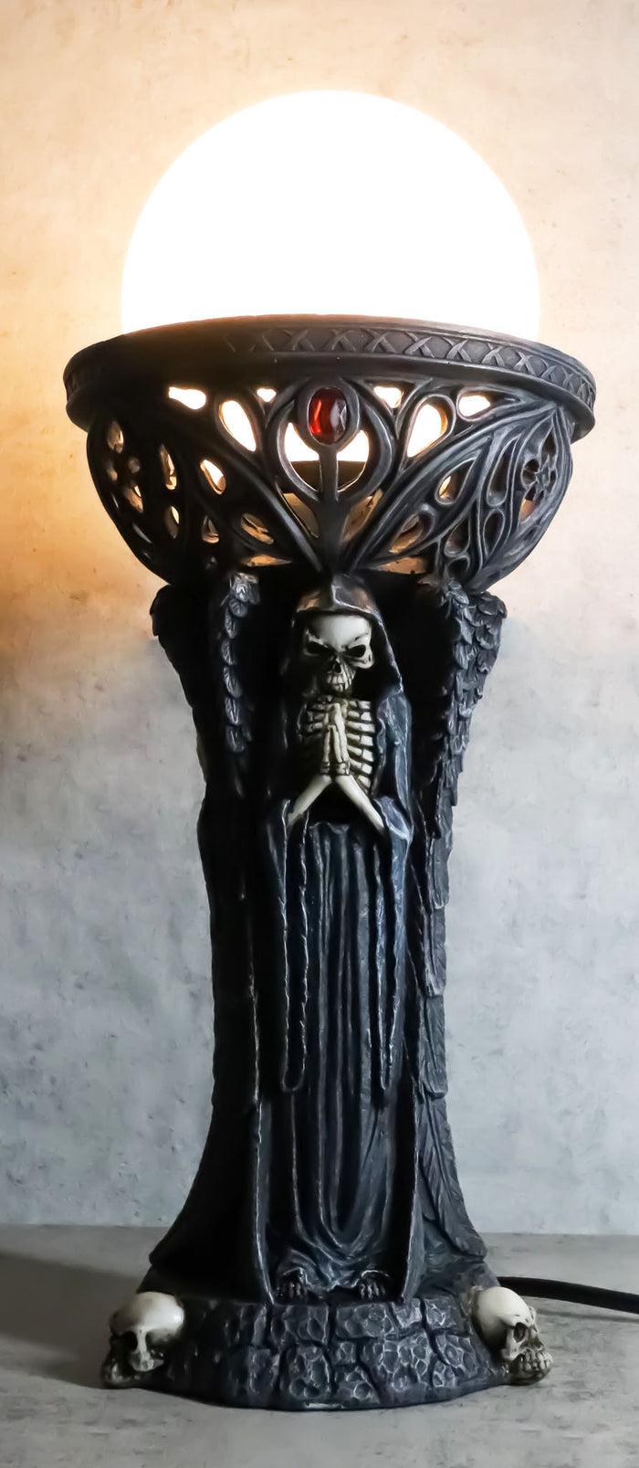 ebros gift Ghastly Illumination Sinister Skeleton Grim Reapers Sculptural Table Orb Lamp
