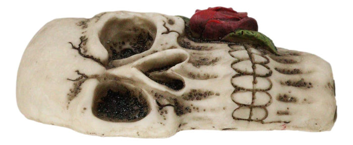 Ebros Gift Ghastly Romantic Red Rose Skull Cigaretter Ashtray Resin Skeleton