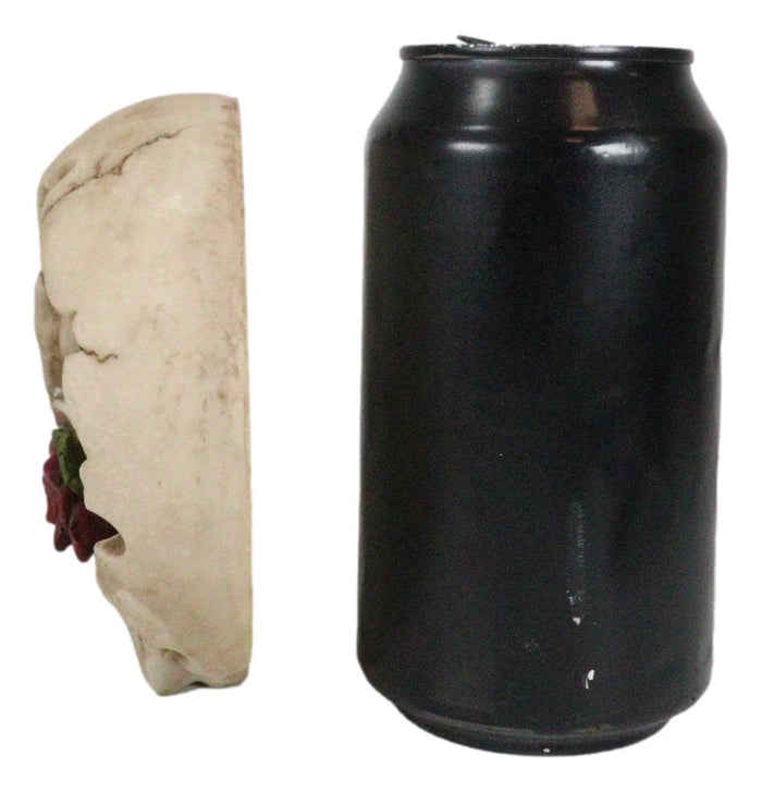 Ebros Gift Ghastly Romantic Red Rose Skull Cigaretter Ashtray Resin Skeleton