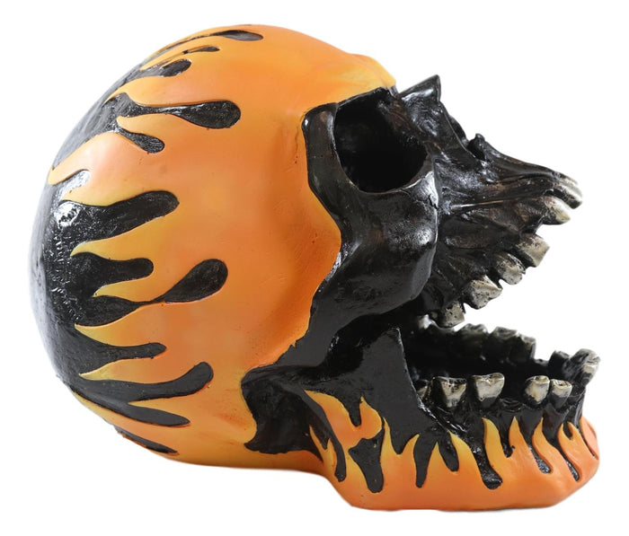 Ebros Gift Ghost Rider Flame Hot Rod Skull With Open Jaws Cigarette Ashtray Figurine 6.5"H
