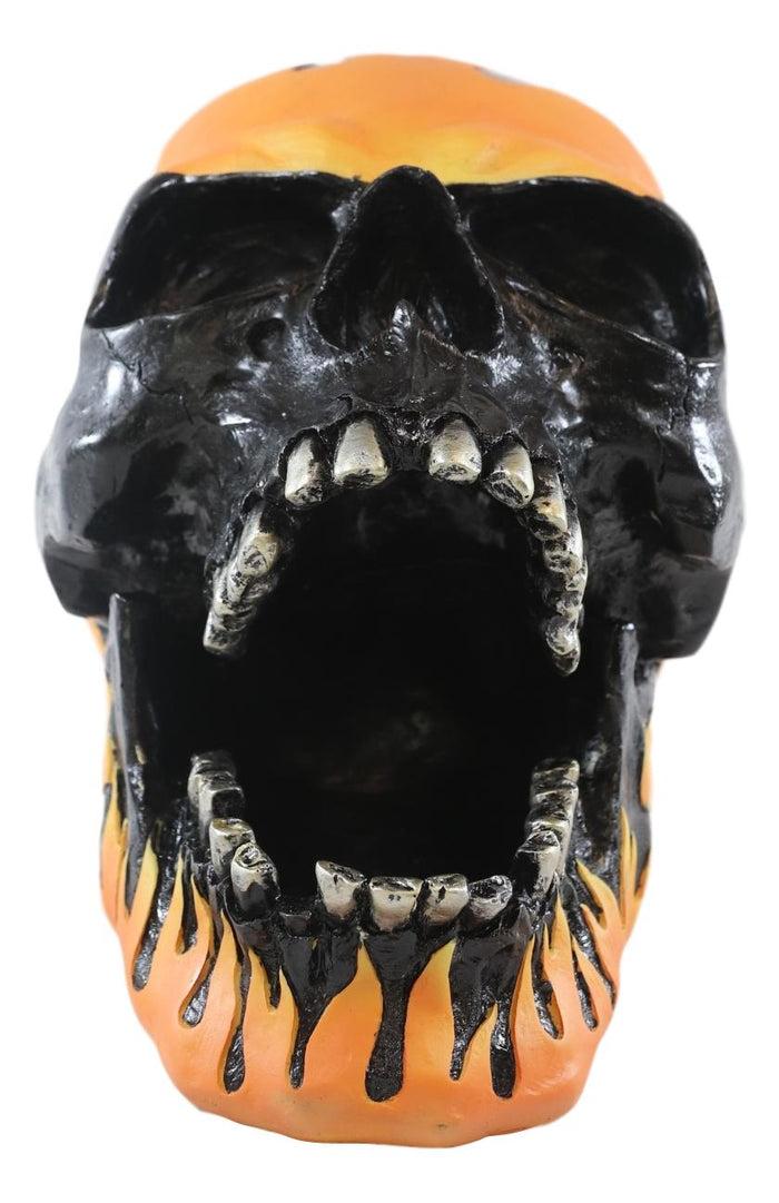 Ebros Gift Ghost Rider Flame Hot Rod Skull With Open Jaws Cigarette Ashtray Figurine 6.5"H