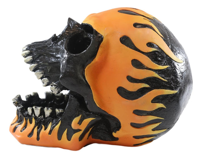 Ebros Gift Ghost Rider Flame Hot Rod Skull With Open Jaws Cigarette Ashtray Figurine 6.5"H