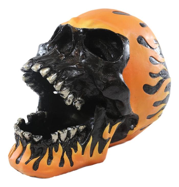ebros gift Ghost Rider Flame Hot Rod Skull with Open Jaws Cigarette Ashtray Figurine 6.5"H