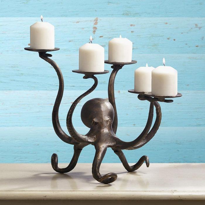 Ebros Gift Giant Creature Kraken Octopus Penta Candleholder Home Decor Made Of Aluminum